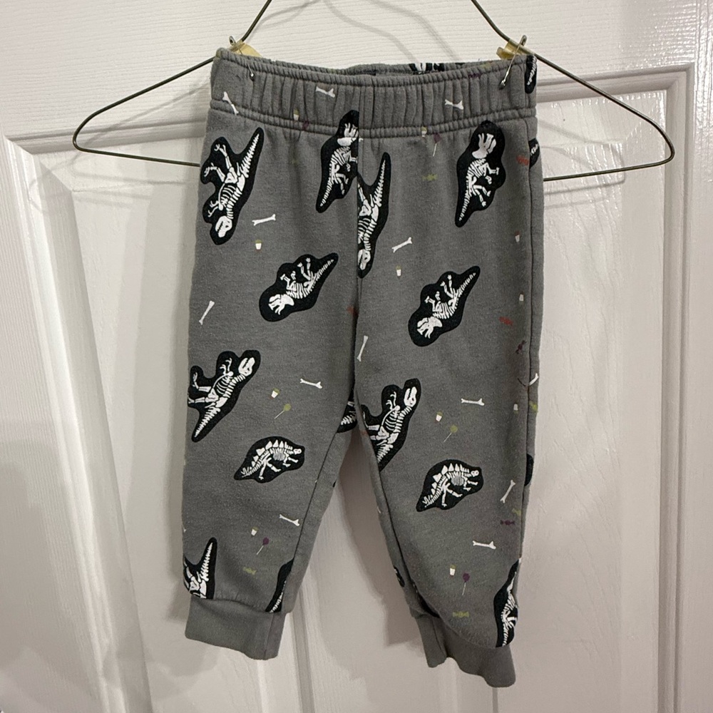 Gray Dino Skeleton Toddler Joggers